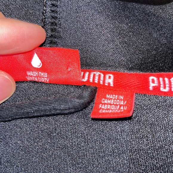 PUMA Size M Men’s Black & Embroidered Grey/White Zip Up Sweater w/Hood NWOT $75 - Picture 7 of 13